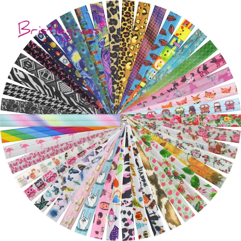 BRISTLEGRASS 2 Yard 5/8" 15mm Fox Dog Cat Rose Flower Floral Print FOE Fold Over Elastic Spandex Band Hair Tie Dress Sewing Trim