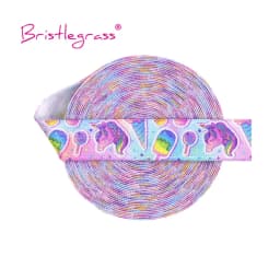 BRISTLEGRASS 2 Yard 5/8" 15mm Fox Dog Cat Rose Flower Floral Print FOE Fold Over Elastic Spandex Band Hair Tie Dress Sewing Trim