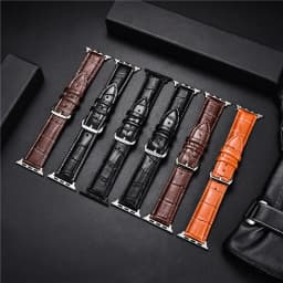 Genuine Cowhide Watchband for Apple Watch Ultra 8 7 6 SE 5 4 3 2 1 Bamboo Patterns Leather Strap 49/45/44/42mm 41/40/38mm