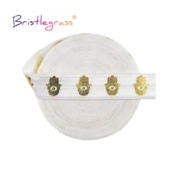 BRISTLEGRASS 2 5 10 Yard 5/8" 15mm Evil Eye Hamsa Hand Foil Print Fold Over Elastics FOE Spandex Bands Tape Hair Tie Sewing Trim