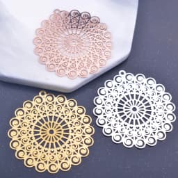 6pcs 42*44mm Rose gold Color Big Flower Charms Silver plated Earring Brass Pendant Jewelry DIY Earring