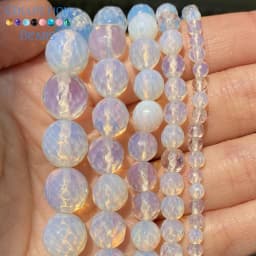 Natural Faceted Opal Stone Spacer Loose Round Beads For Jewelry Making 4-12 MM DIY Bracelets Accessories Wholesale