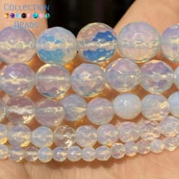 Natural Faceted Opal Stone Spacer Loose Round Beads For Jewelry Making 4-12 MM DIY Bracelets Accessories Wholesale