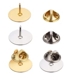 50Sets(Pin+ Back) Stabbing Brooch Pin Settings 10mm 15mm Flat Base Brooch Pins Butterfly Clasp DIY Jewelry Findings