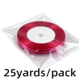 (25 Yards/Roll) 6mm Silver Edged Single Face Satin Ribbon Wholesale Gift Packing Christmas Decoration Manual DIY Ribbons Fabric