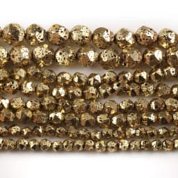 6/8/10/12mm Faceted Bronze Plated Volcanic Stone Bead Natural Lava Mineral Loose Beads for Jewerly Making DIY Bracelets 15inch