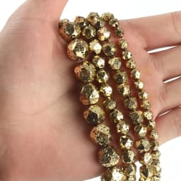 6/8/10/12mm Faceted Bronze Plated Volcanic Stone Bead Natural Lava Mineral Loose Beads for Jewerly Making DIY Bracelets 15inch