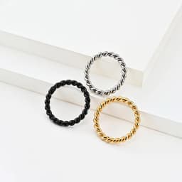 3mm thick Black Small Rose Gold Color Stainless Steel Twisted Women Men Rings Fashion Jewelry US size 7 8 9 10 11 12