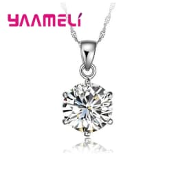 Cost Sale Nice 925 Sterling Silver Necklace Women Wedding Jewelry 6 Claw Cubic Zircon Pendant Engagement Accessories