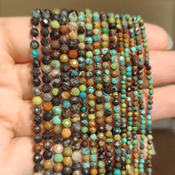 Natural Blue Sandstond 2/3/4mm Faceted Mineral Loose Beads for Jewelry Making DIY Christmas Gift Bracelets 15'' Tiny Stone