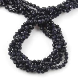 Natural Blue Sandstond 2/3/4mm Faceted Mineral Loose Beads for Jewelry Making DIY Christmas Gift Bracelets 15'' Tiny Stone