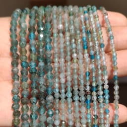 Natural Blue Sandstond 2/3/4mm Faceted Mineral Loose Beads for Jewelry Making DIY Christmas Gift Bracelets 15'' Tiny Stone