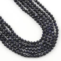Natural Blue Sandstond 2/3/4mm Faceted Mineral Loose Beads for Jewelry Making DIY Christmas Gift Bracelets 15'' Tiny Stone