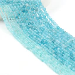 Natural Blue Sandstond 2/3/4mm Faceted Mineral Loose Beads for Jewelry Making DIY Christmas Gift Bracelets 15'' Tiny Stone