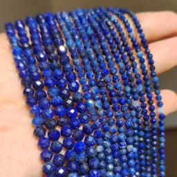 Natural Blue Sandstond 2/3/4mm Faceted Mineral Loose Beads for Jewelry Making DIY Christmas Gift Bracelets 15'' Tiny Stone