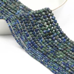Natural Blue Sandstond 2/3/4mm Faceted Mineral Loose Beads for Jewelry Making DIY Christmas Gift Bracelets 15'' Tiny Stone
