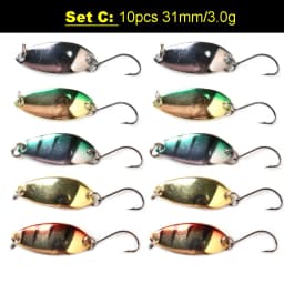 TOMA 10PCS Metal Spoon Baits Fishing Spinner Metal Lure Trout Spoon 2.5g 3.0g Wobbler Artificial Spoon Mini Fishing Bait