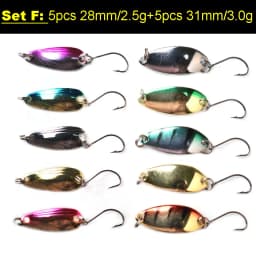 TOMA 10PCS Metal Spoon Baits Fishing Spinner Metal Lure Trout Spoon 2.5g 3.0g Wobbler Artificial Spoon Mini Fishing Bait
