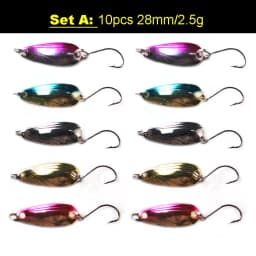 TOMA 10PCS Metal Spoon Baits Fishing Spinner Metal Lure Trout Spoon 2.5g 3.0g Wobbler Artificial Spoon Mini Fishing Bait