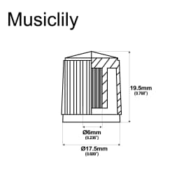 Musiclily Pro Universal Fitting Metric Size Plastic Bevel Top Knobs for Guitar or Bass Steinberger Style, Black ( Set of 2)