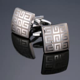 High quality hand polished laser metal Cufflinks Golden Silvery Black button Smooth textured cuffs French Cuff-links for men
