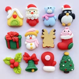 12Pcs New Cute Christmas Series Flat Back Cabochon Scrapbooking Hair Bow Center Embellishments DIY Accessories F85