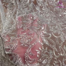 La Belleza 2021 fashion bridal lace,Heavy beading lace fabric,Hight patterns wedding dress lace fabric 51'' width 1 yard