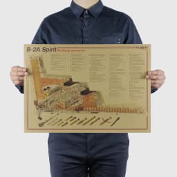 Aircraft Structural Design Drawing Vintage Poster Retro Wall Art Room Decor Painting Stickers Kraft Paper Posters Wall Sticker