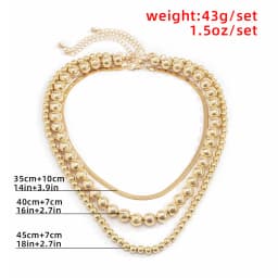 Multilayer Flat Snake Chain Necklace Women Vintage Acrylic Gold Color Metal Beads Beaded Necklaces Girls Party Fashion Jewelry