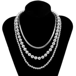 Multilayer Flat Snake Chain Necklace Women Vintage Acrylic Gold Color Metal Beads Beaded Necklaces Girls Party Fashion Jewelry