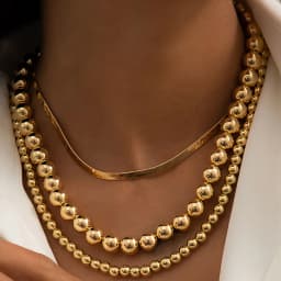 Multilayer Flat Snake Chain Necklace Women Vintage Acrylic Gold Color Metal Beads Beaded Necklaces Girls Party Fashion Jewelry