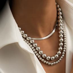 Multilayer Flat Snake Chain Necklace Women Vintage Acrylic Gold Color Metal Beads Beaded Necklaces Girls Party Fashion Jewelry