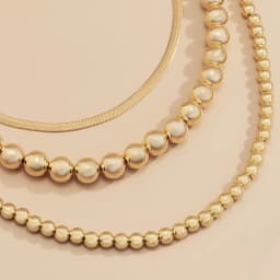 Multilayer Flat Snake Chain Necklace Women Vintage Acrylic Gold Color Metal Beads Beaded Necklaces Girls Party Fashion Jewelry