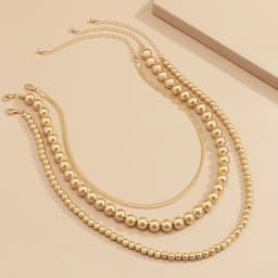 Multilayer Flat Snake Chain Necklace Women Vintage Acrylic Gold Color Metal Beads Beaded Necklaces Girls Party Fashion Jewelry