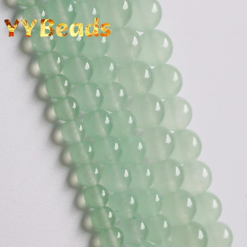 AAA+ Natural Light Green Chalcedony Jades Beads 4 6 8 10 12 14mm Spacer Beads For Jewelry Making Charms Accessories 15" Strand