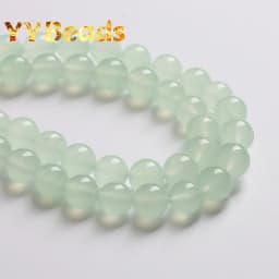 AAA+ Natural Light Green Chalcedony Jades Beads 4 6 8 10 12 14mm Spacer Beads For Jewelry Making Charms Accessories 15" Strand