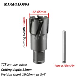 TCT Annular Cutter 12-65mm×35mm Magnetic Drill Bits With 3/4" Weldon Shank Carbide Magnetic Drill Bit For Metal Cutting Hole Saw