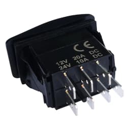 Waterproof 12V/24V 7-Pin DPDT Reverse Polarity Rocker Switch Blue LED Latching/Momentary On-Off-On for DC Linear Actuators Motor