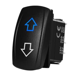 Waterproof 12V/24V 7-Pin DPDT Reverse Polarity Rocker Switch Blue LED Latching/Momentary On-Off-On for DC Linear Actuators Motor