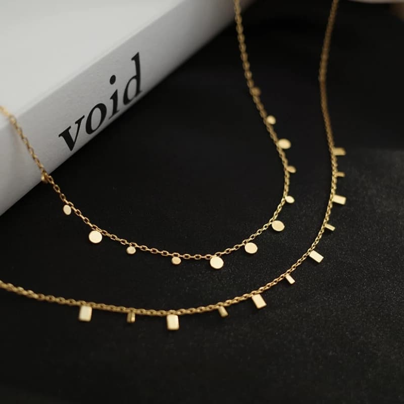 18K Gold Titanium Steel 316L Waterdrop Necklace Women Chain Choker Coin Pendant Necklaces Collar Jewelry