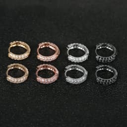 Luxury Shiny Hoop Earrings For Women Three Layer Micro Zircon Stone Paved Small Copper Huggies Charm Piercing Ear Hoops Jewelry