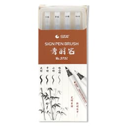 STA 4 Pcs Japanes Calligraphy Pen Waterproof Markers Soft Brush Pens for Lettering Writing Drawing School Art Supplies