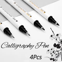 STA 4 Pcs Japanes Calligraphy Pen Waterproof Markers Soft Brush Pens for Lettering Writing Drawing School Art Supplies