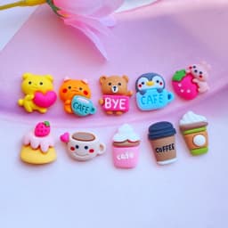 10Pcs New Mixed Lovely Cartoon Animals / Drinks Flat Back Resin Scrapbooking DIY Jewelry Craft Decoration Accessories