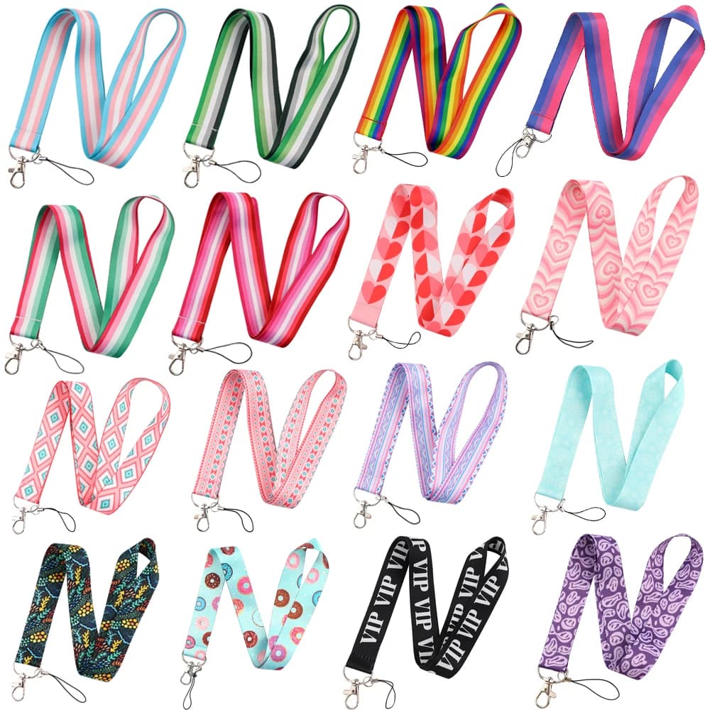LB3010 Pink Love Neck Strap Lanyard for Key ID Card Cell Phone Straps USB Badge Holder DIY Neck Strap Hang Rope Rainbow Keychain