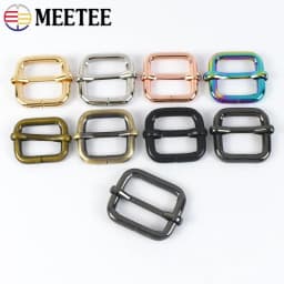 Meetee 10Pcs 13-50mm Metal Buckles Tri-glide Slider Adjust Roller Clasp for Bag Strap Webbing Pin Belt Buckle Hardware Accessory