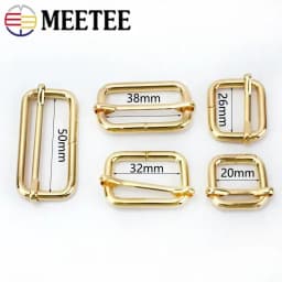Meetee 10Pcs 13-50mm Metal Buckles Tri-glide Slider Adjust Roller Clasp for Bag Strap Webbing Pin Belt Buckle Hardware Accessory