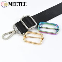Meetee 10Pcs 13-50mm Metal Buckles Tri-glide Slider Adjust Roller Clasp for Bag Strap Webbing Pin Belt Buckle Hardware Accessory