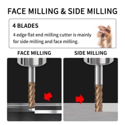 HRC 60 4-Flute Tungsten Steel Milling Cutter Tools 1.0-20.0mm CNC Machine Carbide Flat End Mills Alloy Coating Flat Metal