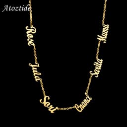 Atoztide Custom Multiple Personalized Name Necklaces Jewelry Chain Pendant Gold Color Necklace for Women Stainless Steel Gifts